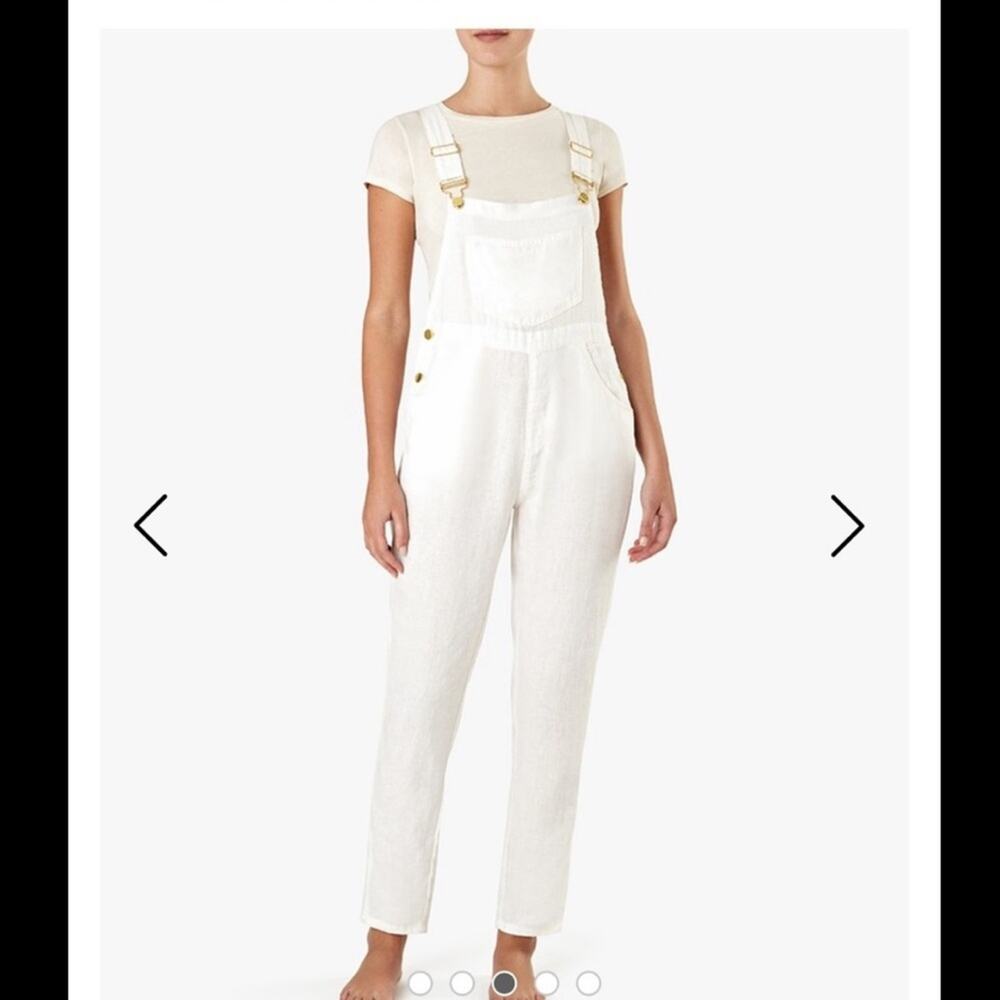 We Wore What Basic Linen Overalls Size Small White